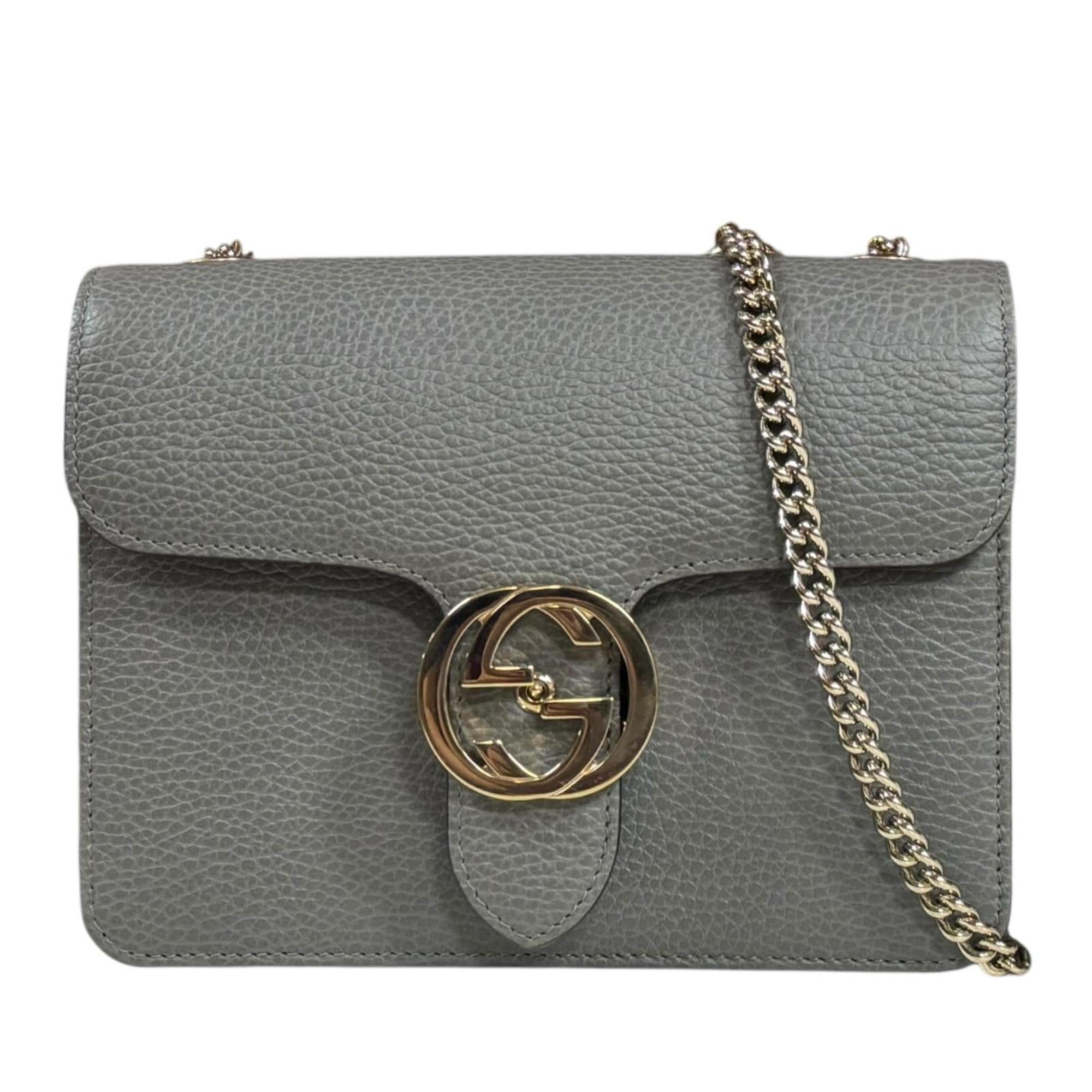 Gucci Gray Leather Shoulder Bag (Pre-Owned)