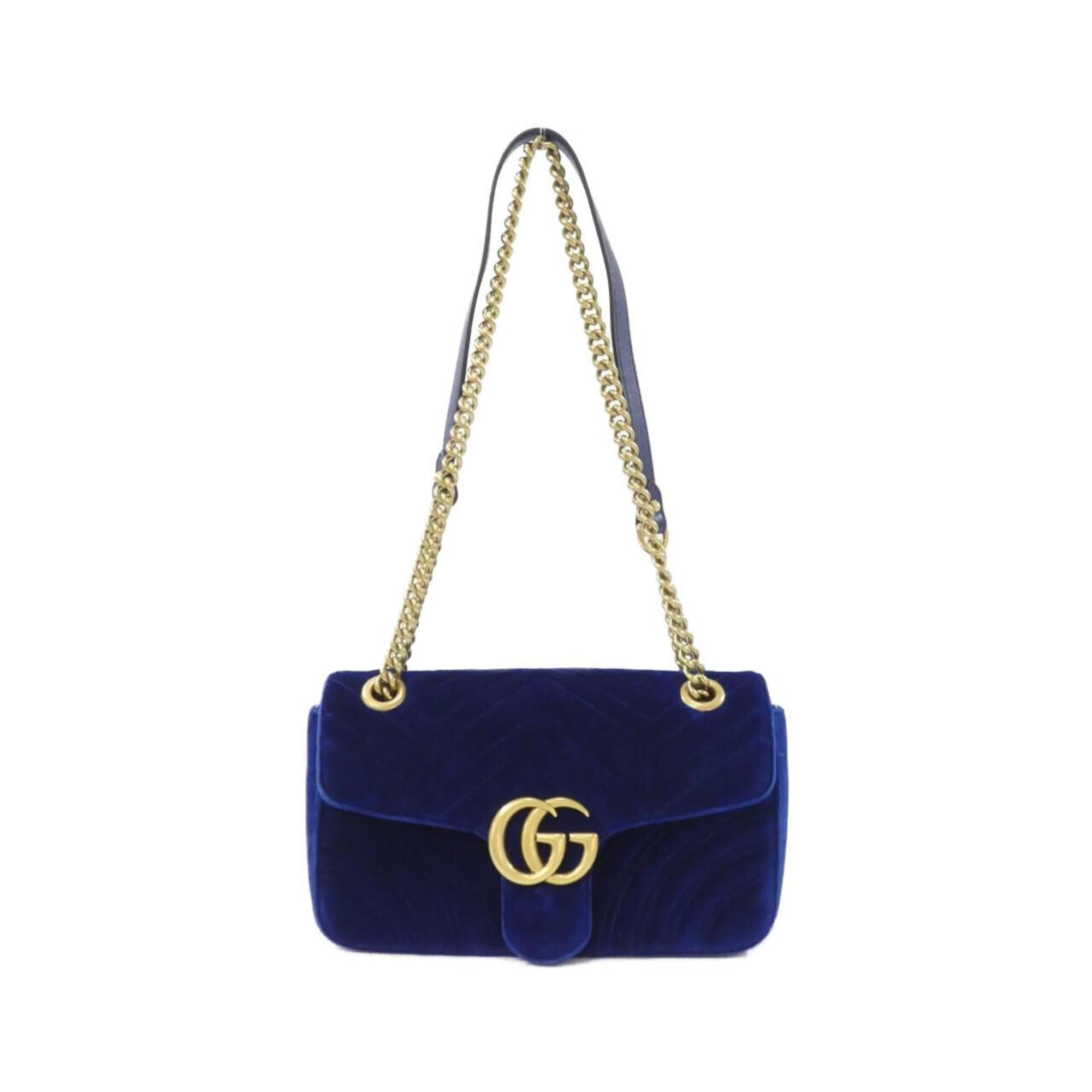 Gucci Blue Velvet Shoulder Bag (Pre-Owned)