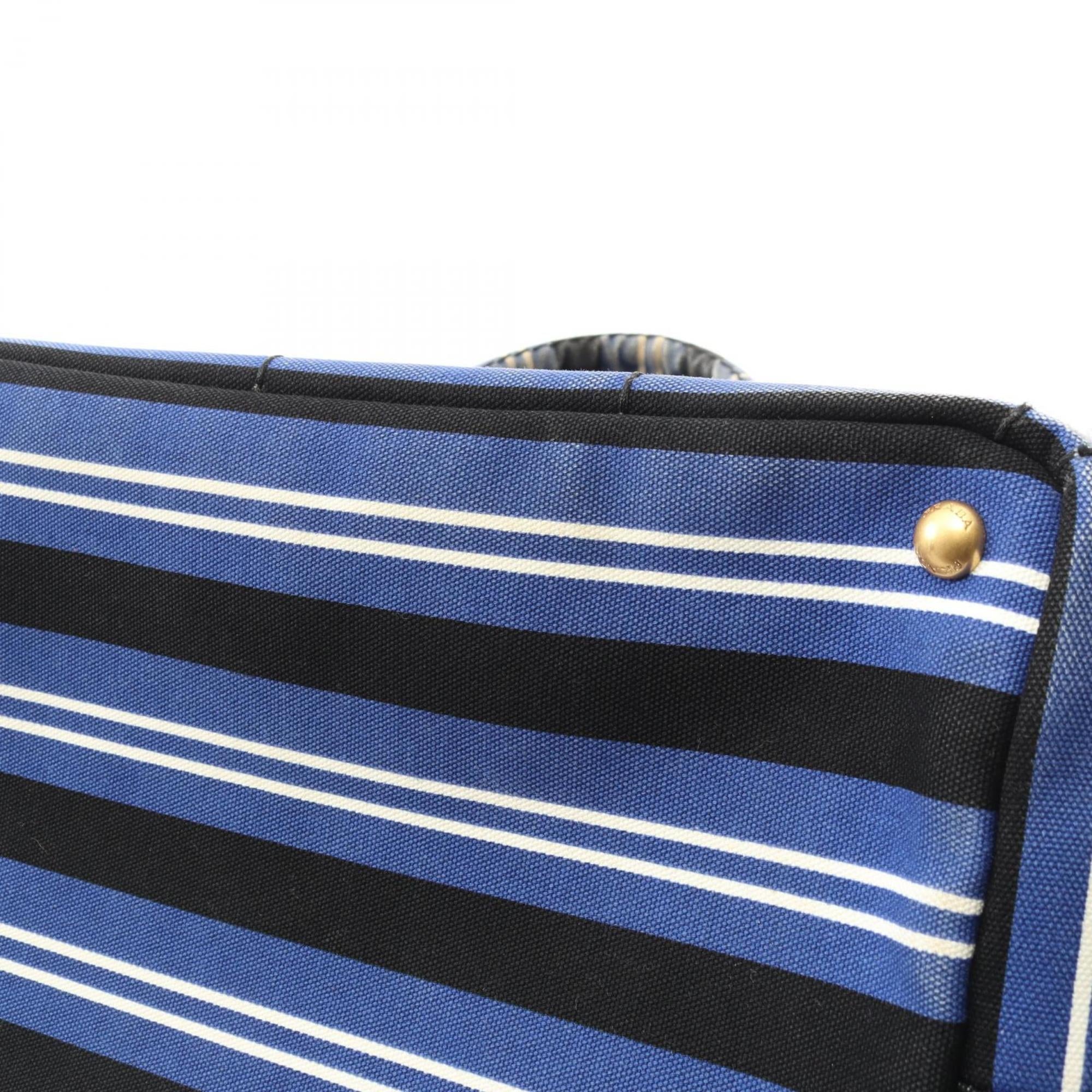 Prada Black Blue White Canvas Tote Bag (Pre-Owned)