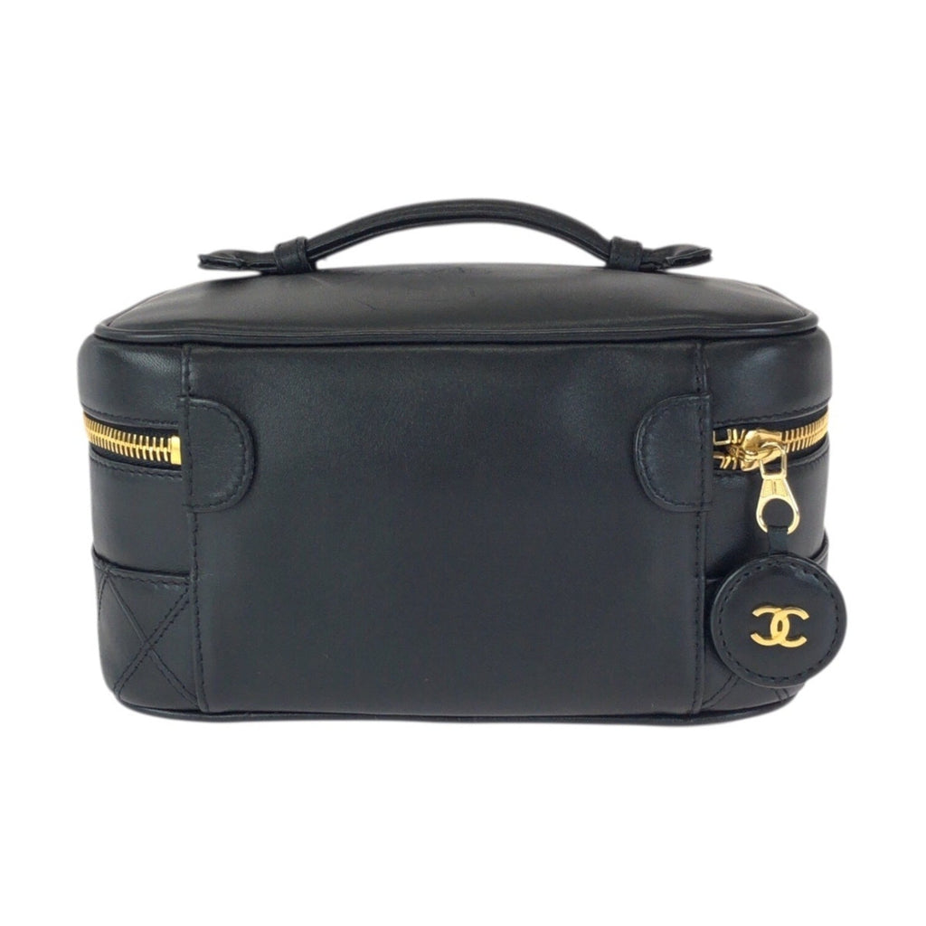 Chanel Black Leather Pouch Vanity Bag (Pre-Owned)