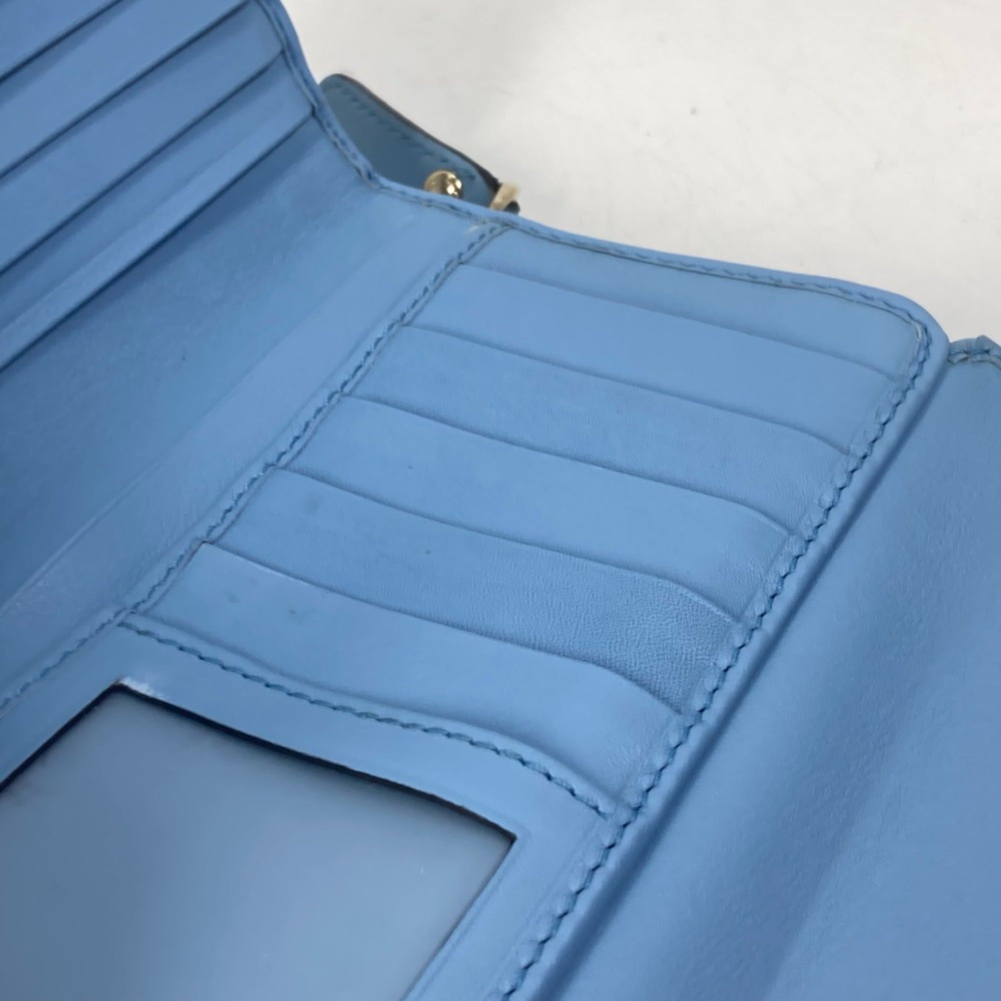 Gucci Blue Leather Long Wallet (Bi-Fold) (Pre-Owned)
