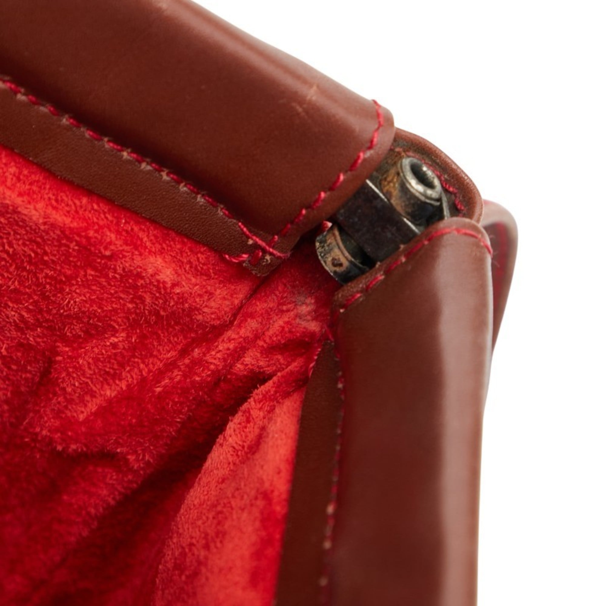 Gucci Red Brown Leather Shoulder Bag (Pre-Owned)