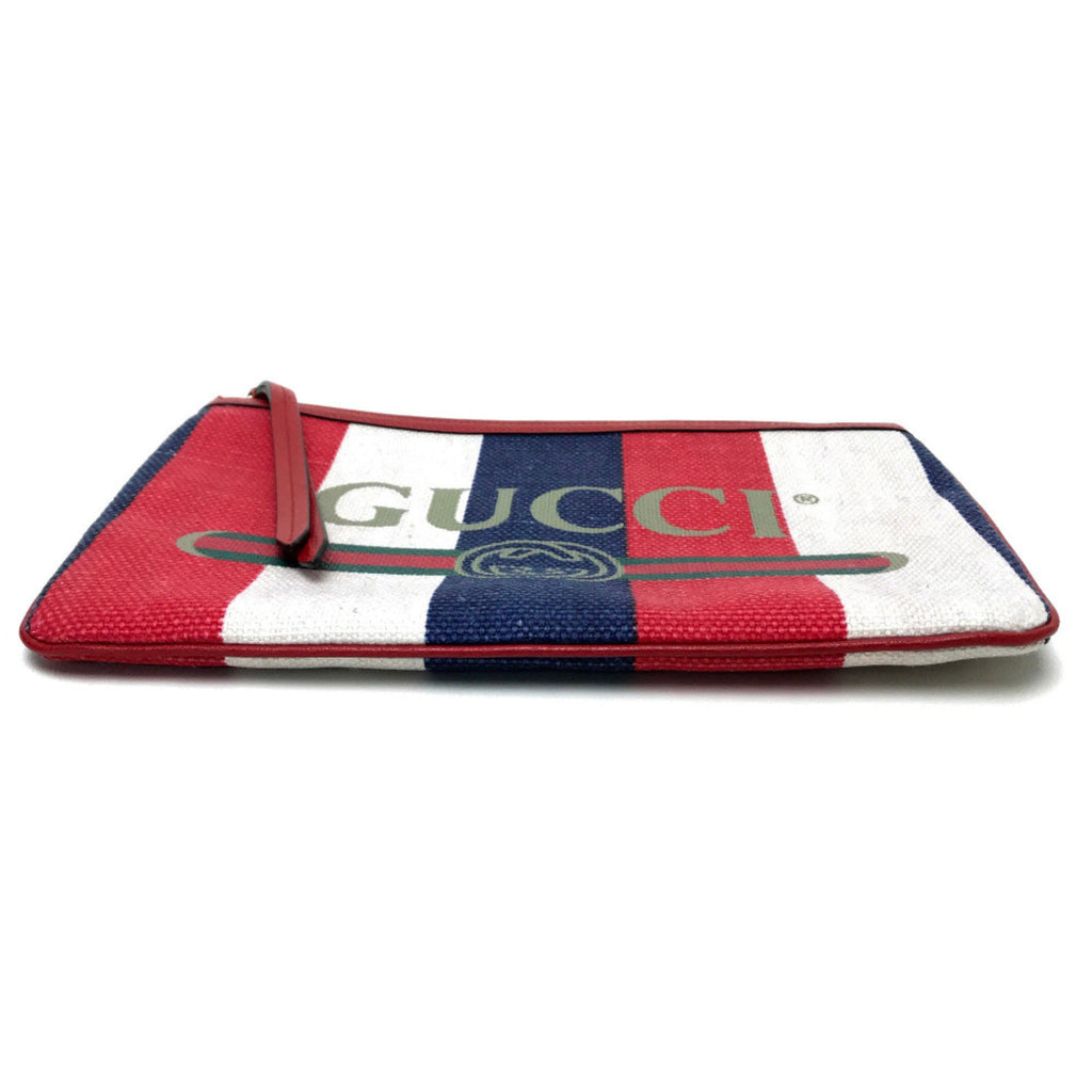 Gucci Red Color Canvas Leather Clutch Bag (Pre-Owned)