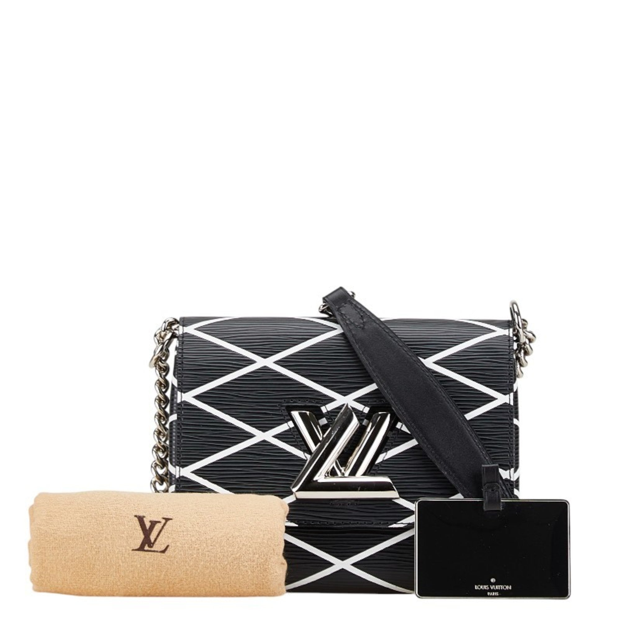 Louis Vuitton Black Noir White Leather Shoulder Bag (Pre-Owned)