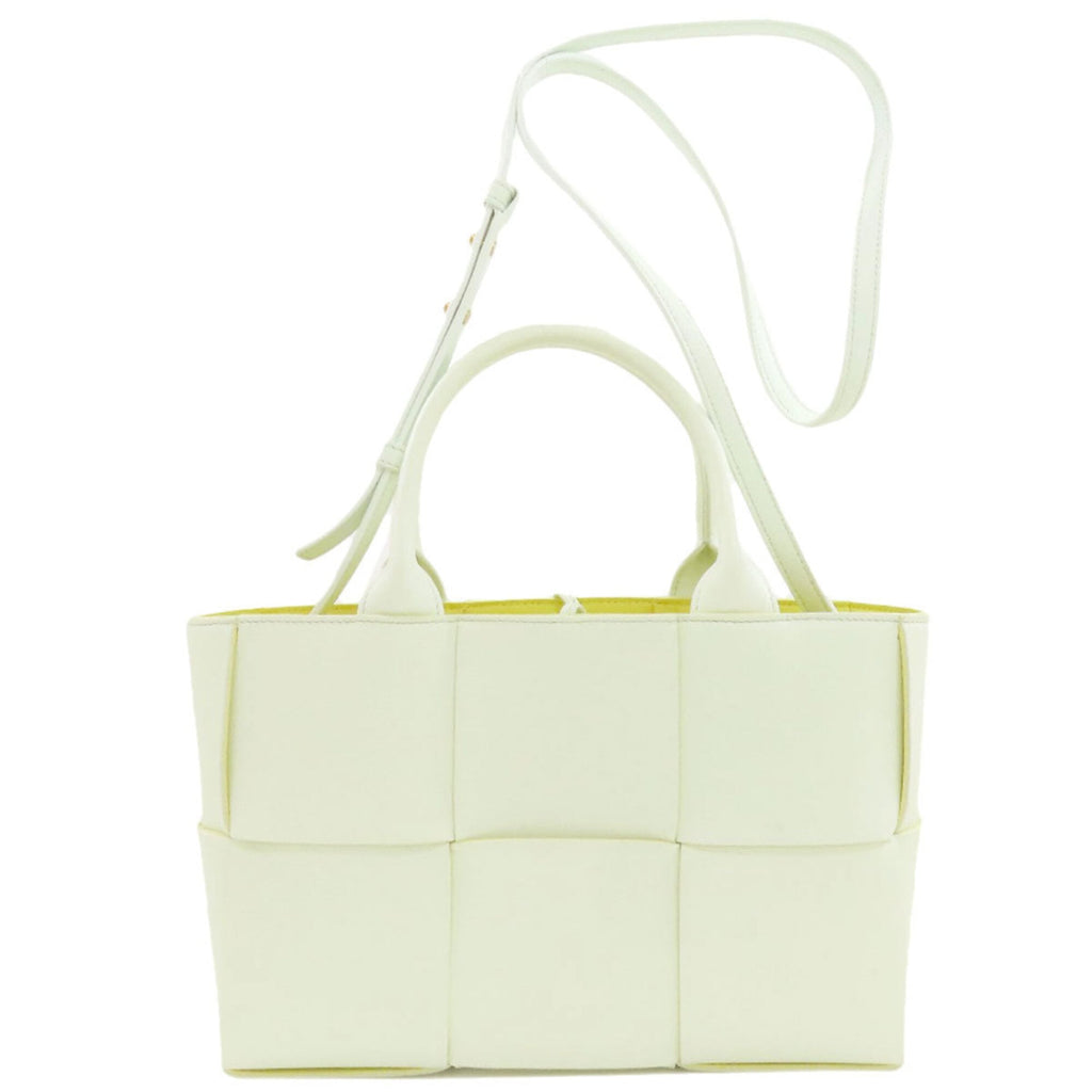 Bottega Veneta Green White Leather Handbag Pouch (Pre-Owned)