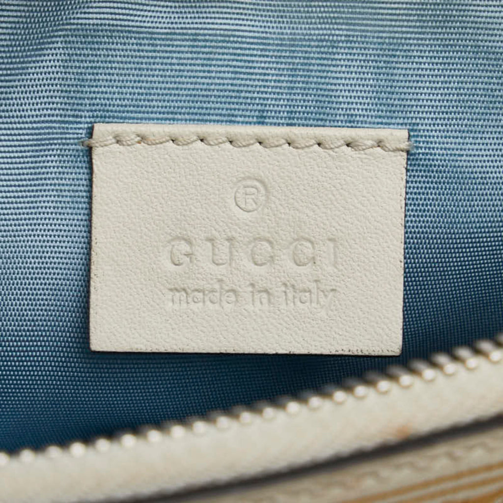 Gucci Gold White Leather Shoulder Bag (Pre-Owned)