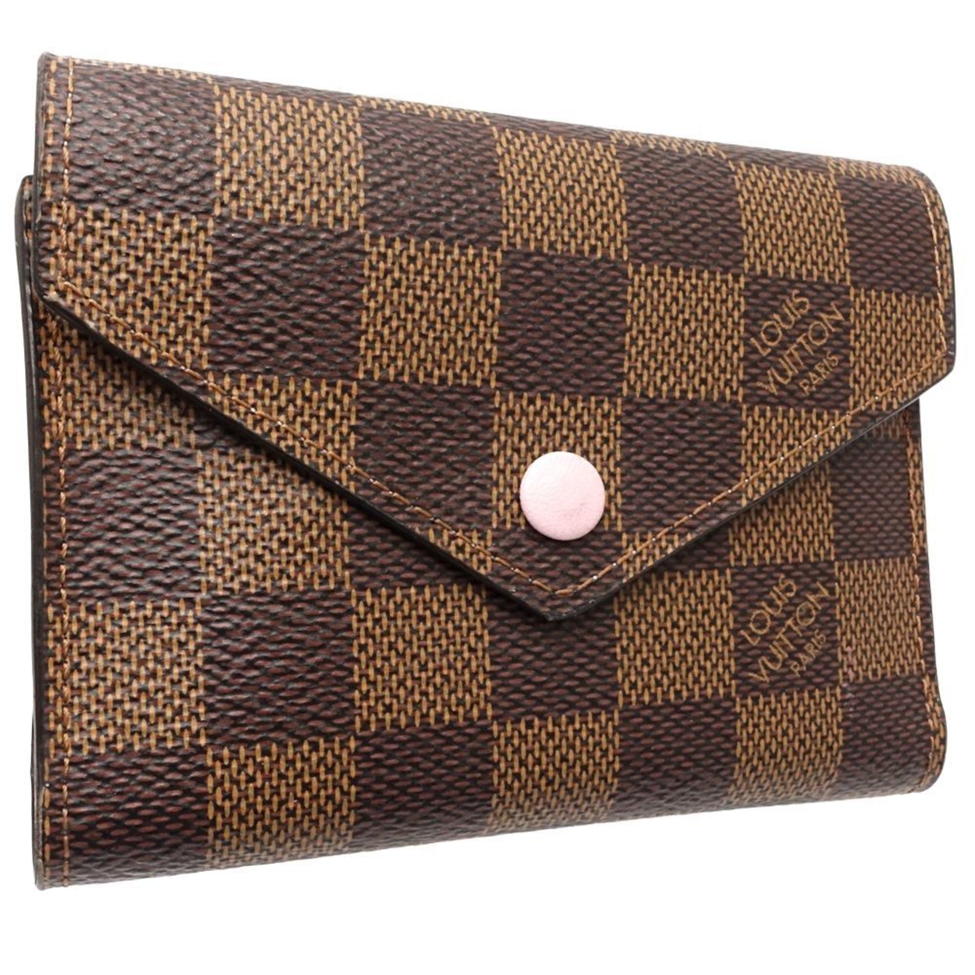 Louis Vuitton Damier Canvas Ebene Rose Ballerine Canvas Wallet (Tri-Fold) (Pre-Owned)