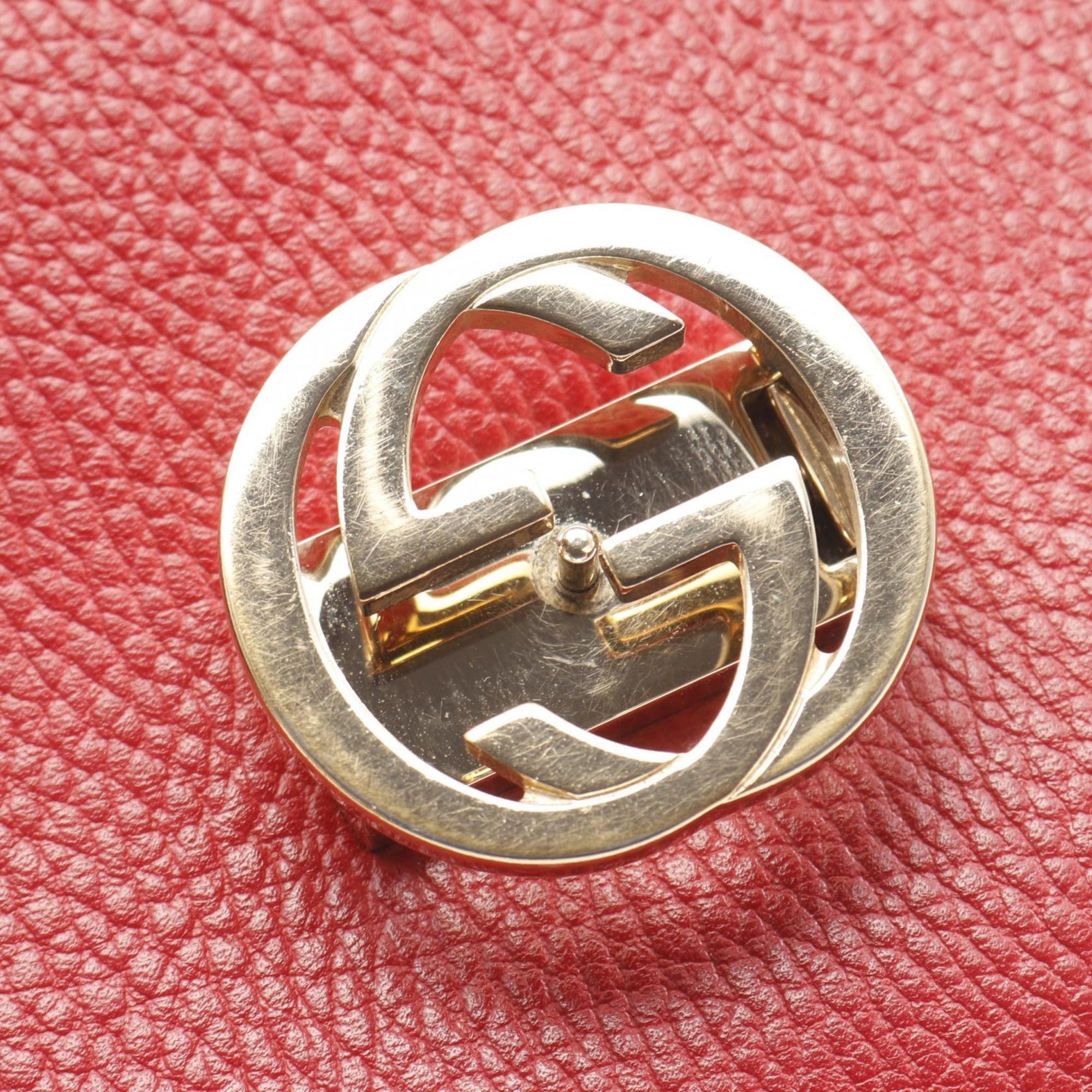 Gucci Red Color Leather Shoulder Bag (Pre-Owned)