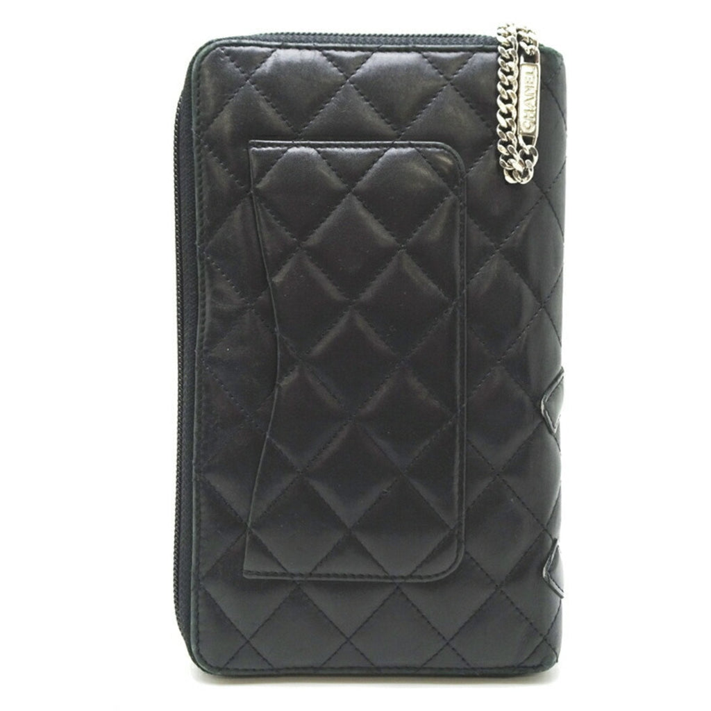 Chanel Black Leather Long Wallet (Bi-Fold) (Pre-Owned)