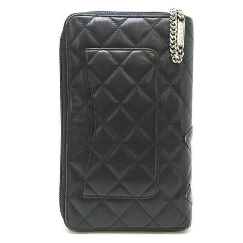 Chanel Black Leather Long Wallet (Bi-Fold) (Pre-Owned)