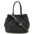 Prada Black Nero Nylon Leather Handbag Shoulder Bag Tote Bag (Pre-Owned)