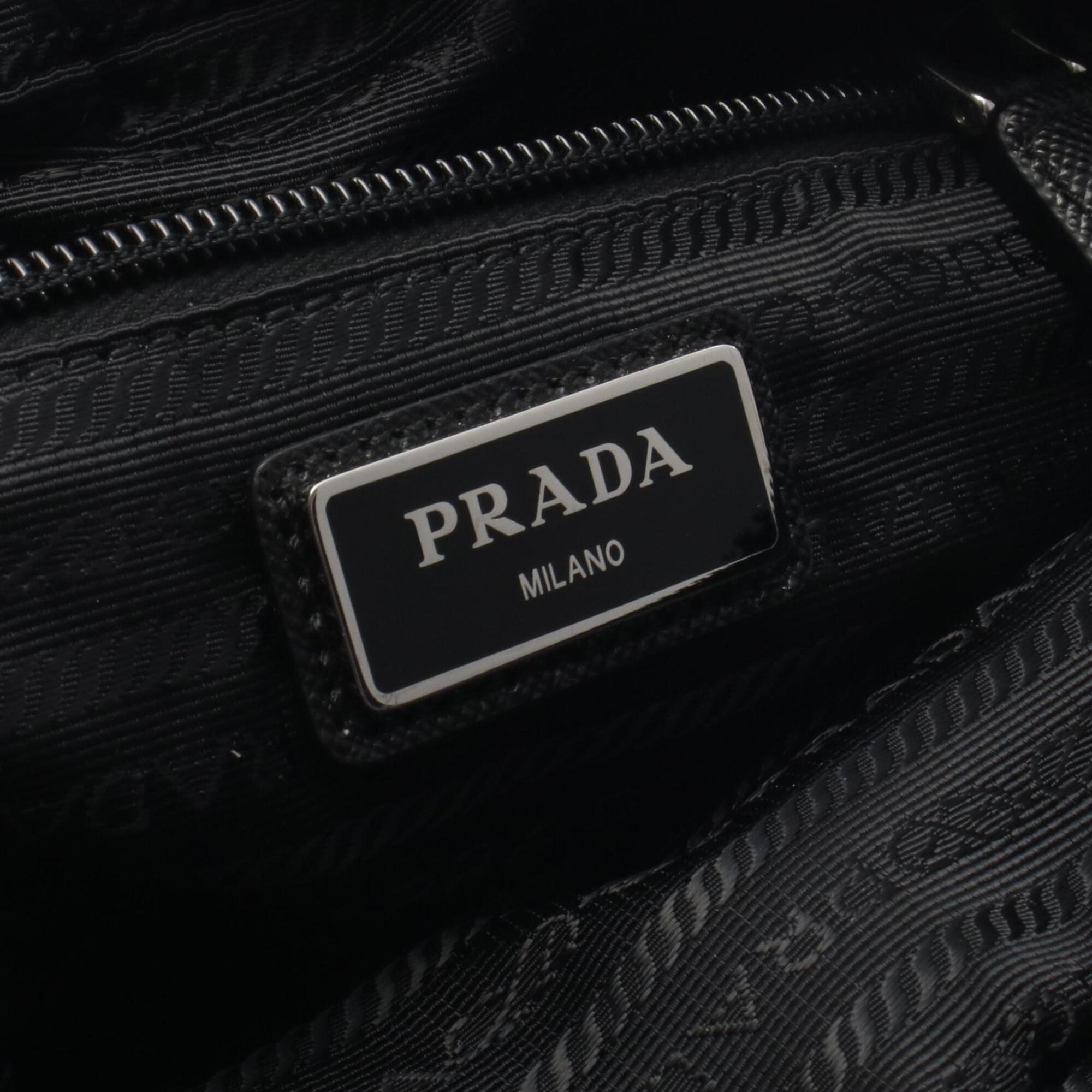 Prada Black Nylon Leather Handbag Shoulder Bag (Pre-Owned)