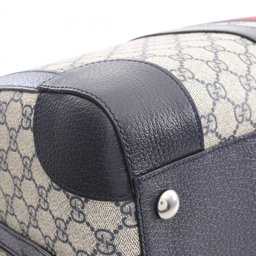 Gucci Ivory Navy Pvc Leather Boston Bag (Pre-Owned)