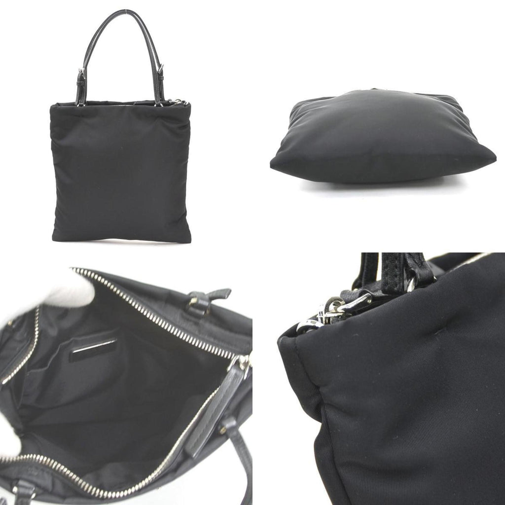 Prada Black Nylon Leather Handbag Shoulder Bag (Pre-Owned)