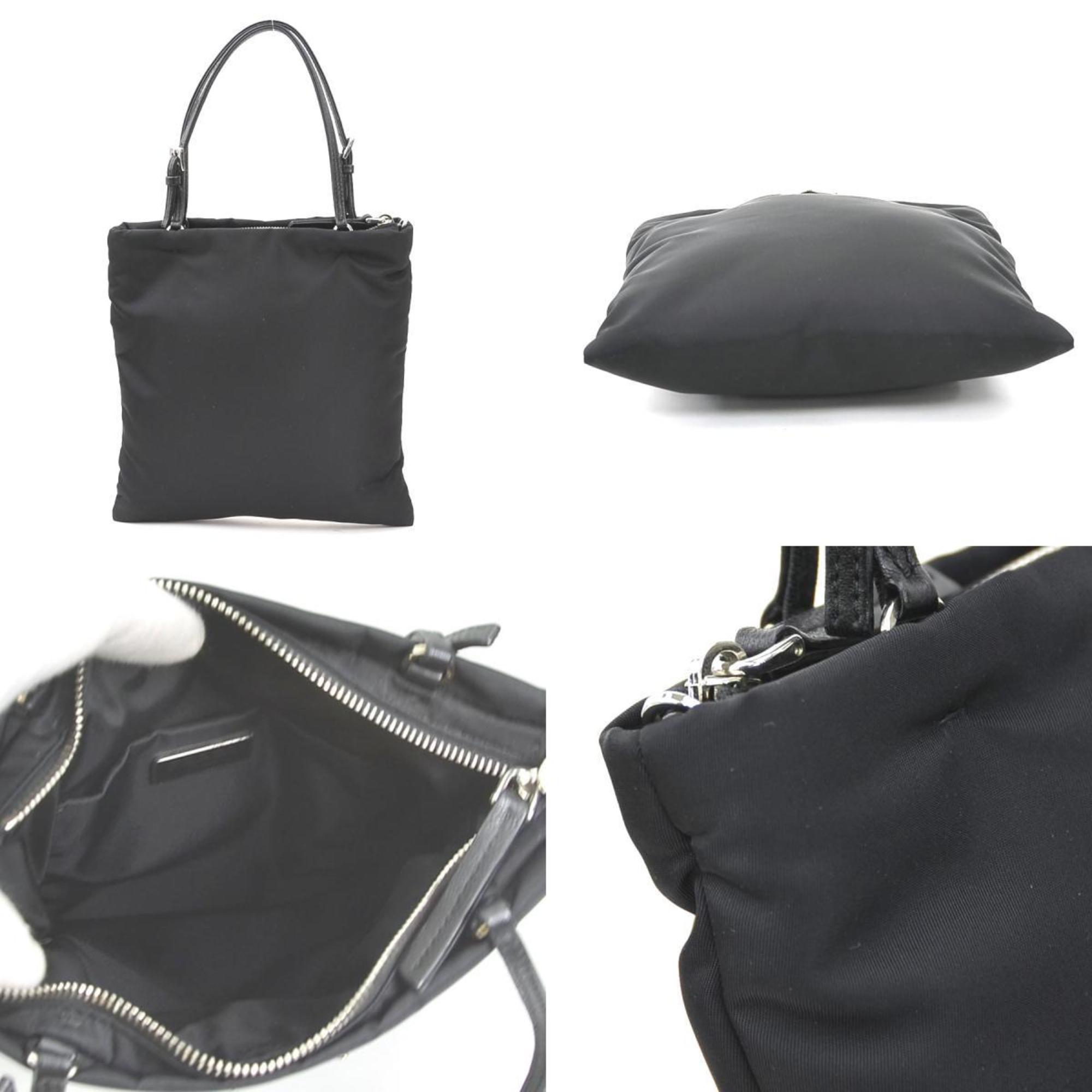 Prada Black Nylon Leather Handbag Shoulder Bag (Pre-Owned)