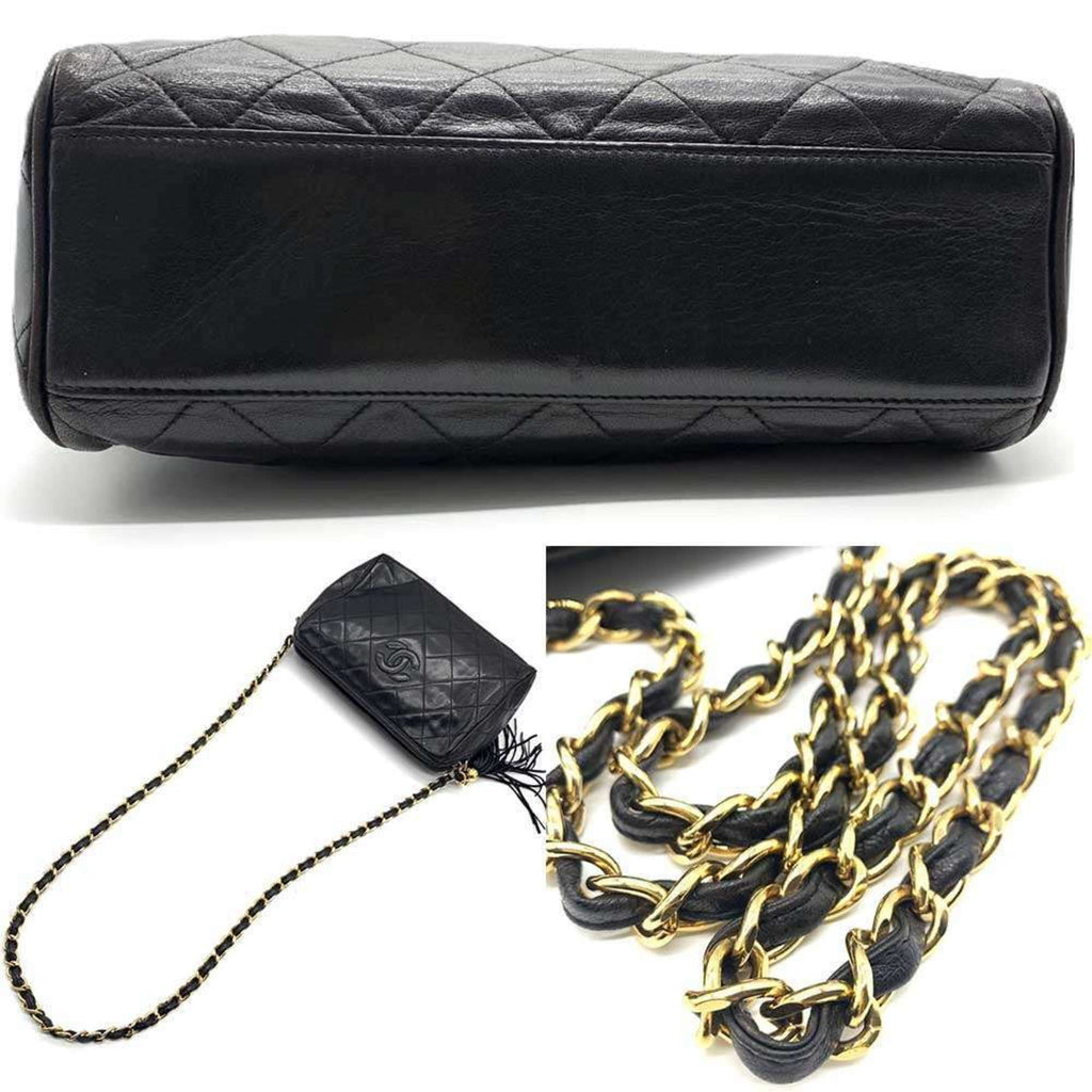 Chanel Matelasse Black Leather Shoulder Bag (Pre-Owned)