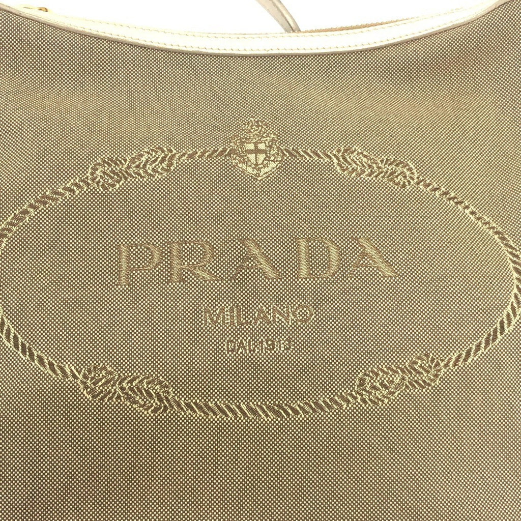 Prada Beige Canvas Leather Shoulder Bag (Pre-Owned)