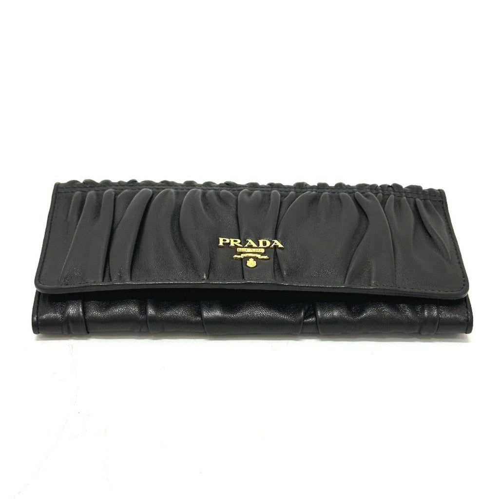 Prada Black Leather Long Wallet (Bi-Fold) (Pre-Owned)