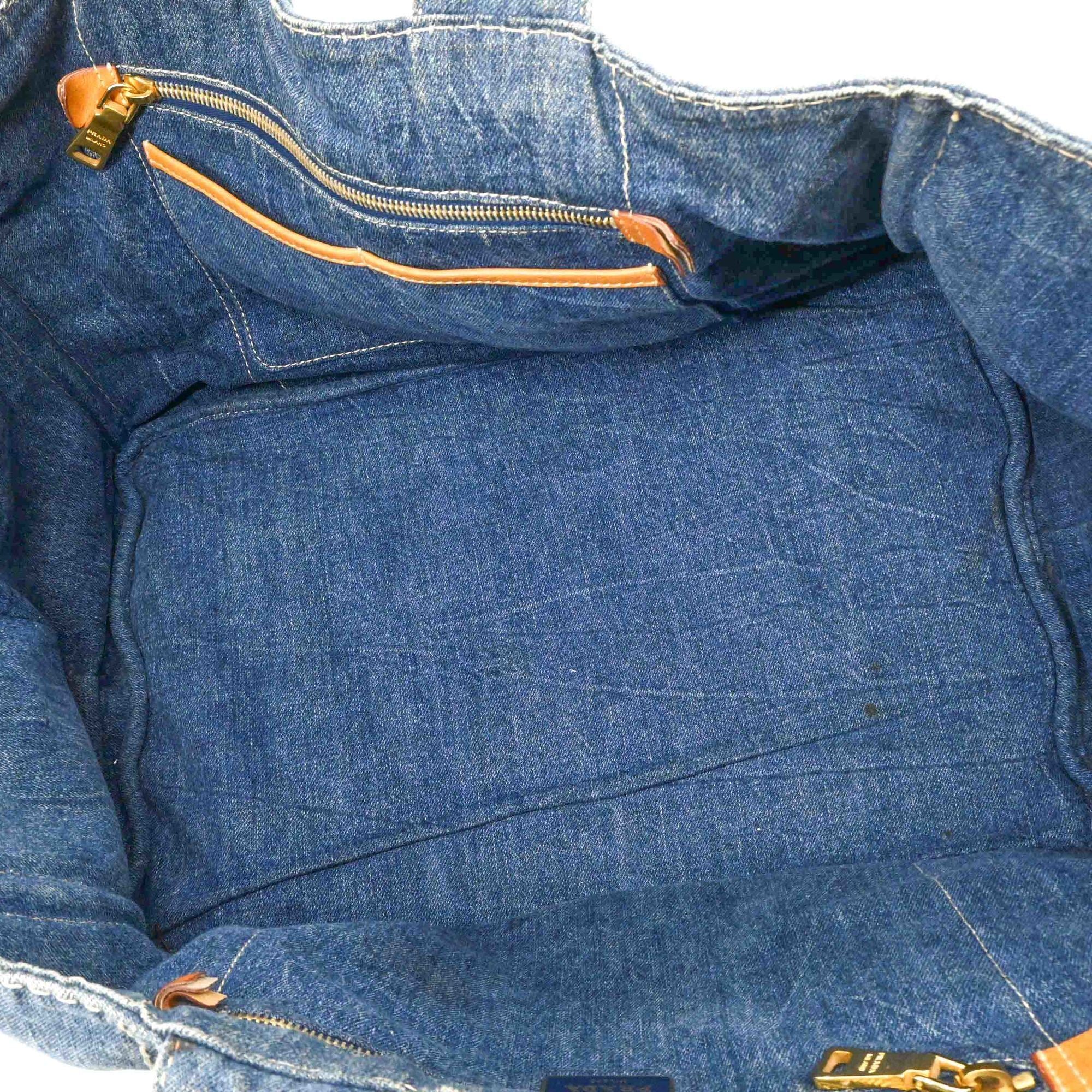 Prada Blue Denim Handbag Shoulder Bag Tote Bag (Pre-Owned)