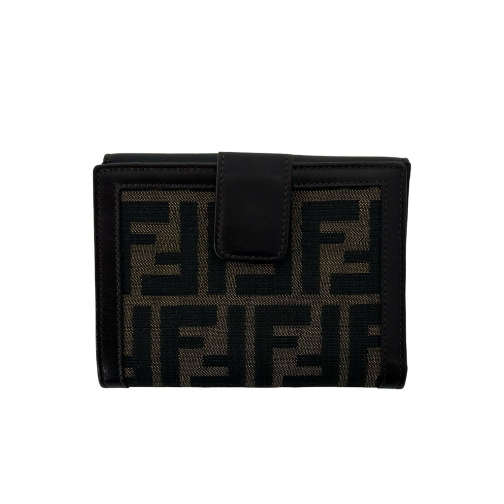 Fendi Black Brown Canvas Leather Wallet (Bi-Fold) (Pre-Owned)