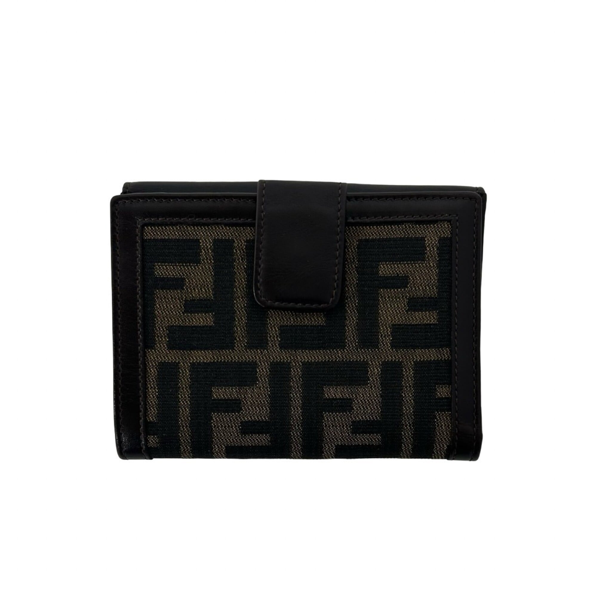 Fendi Black Brown Canvas Leather Wallet (Bi-Fold) (Pre-Owned)