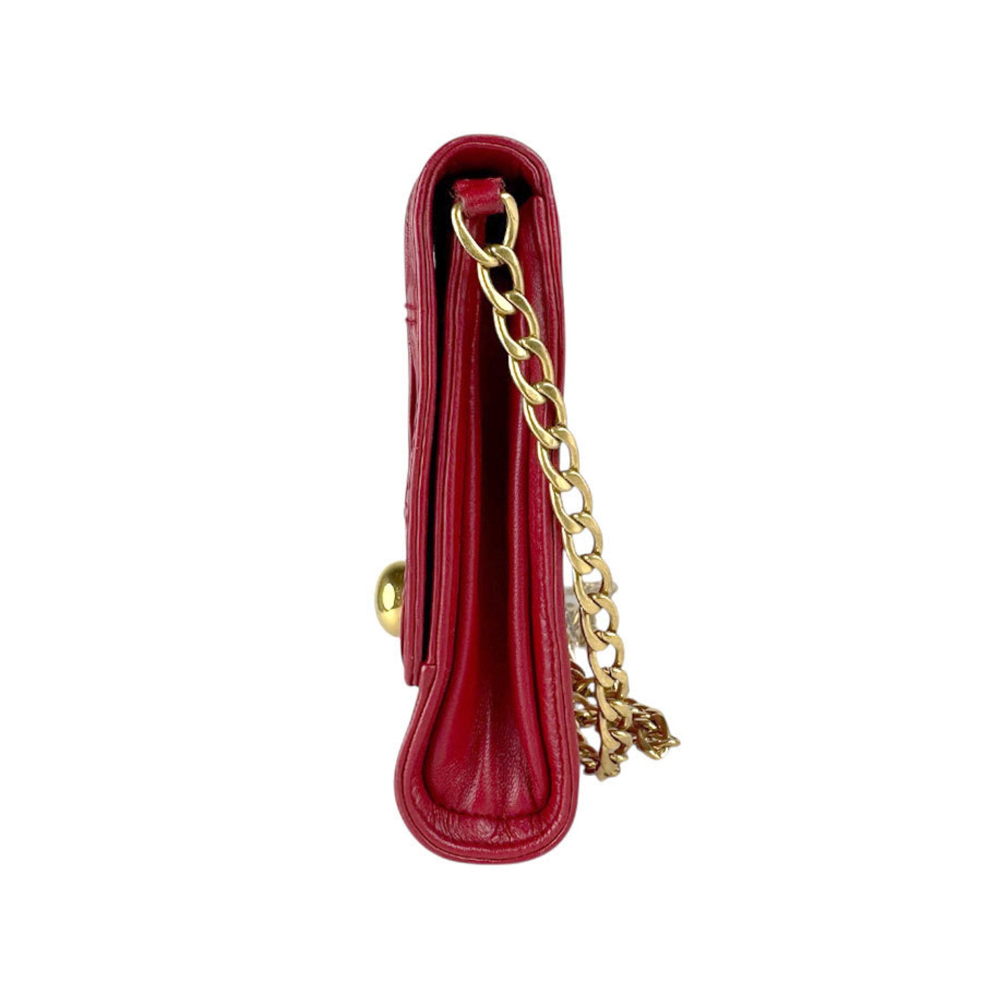 Prada Red Color Leather Shoulder Bag (Pre-Owned)