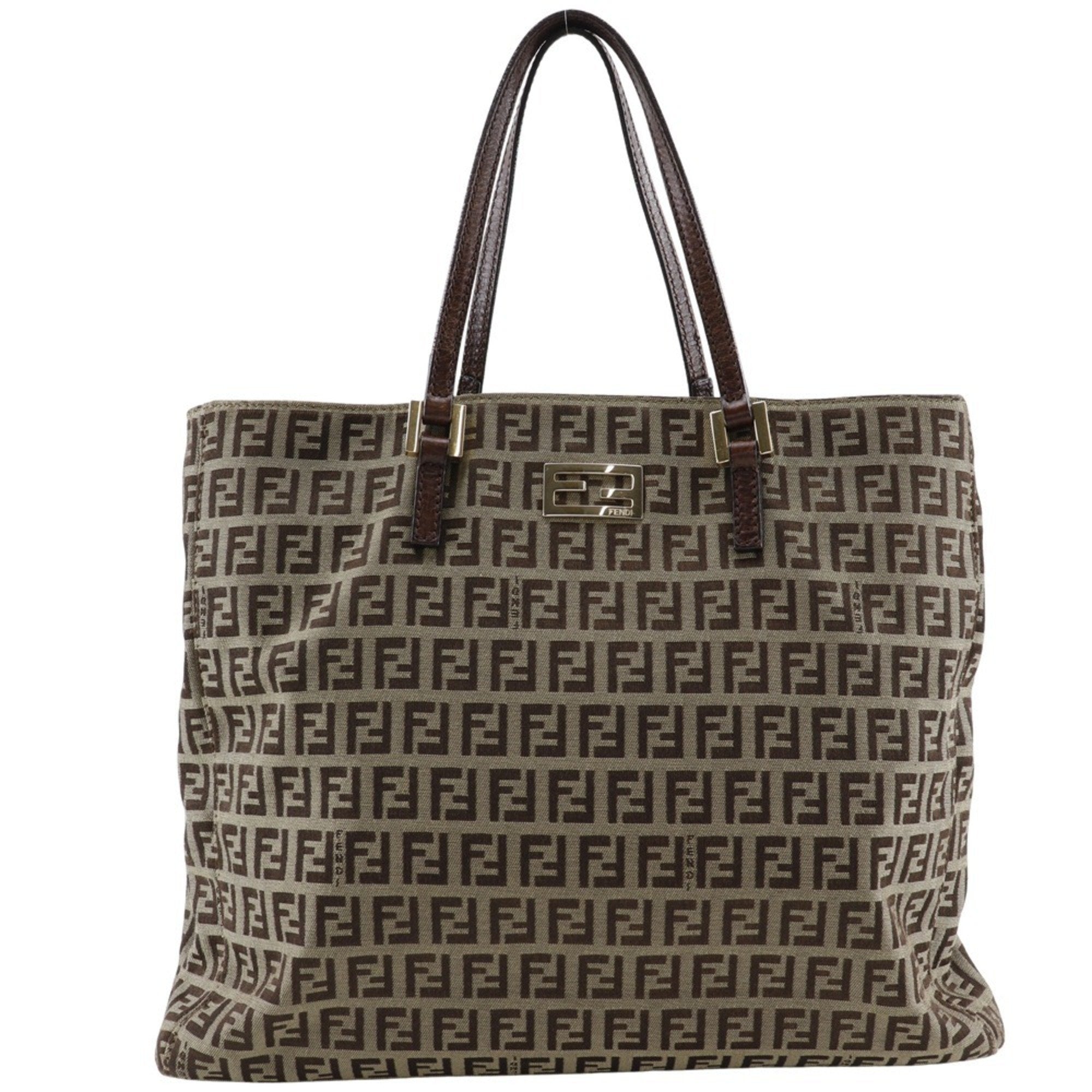 Fendi Brown Nylon Canvas Handbag (Pre-Owned)