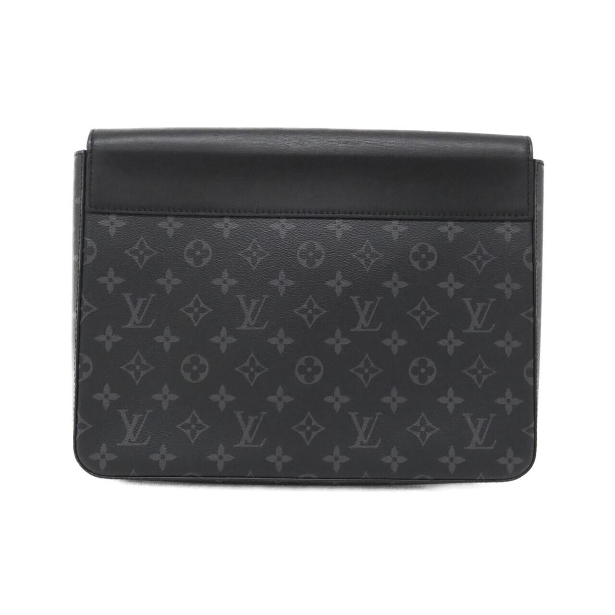 Louis Vuitton Black Coated Canvas Clutch Bag Handbag (Pre-Owned)