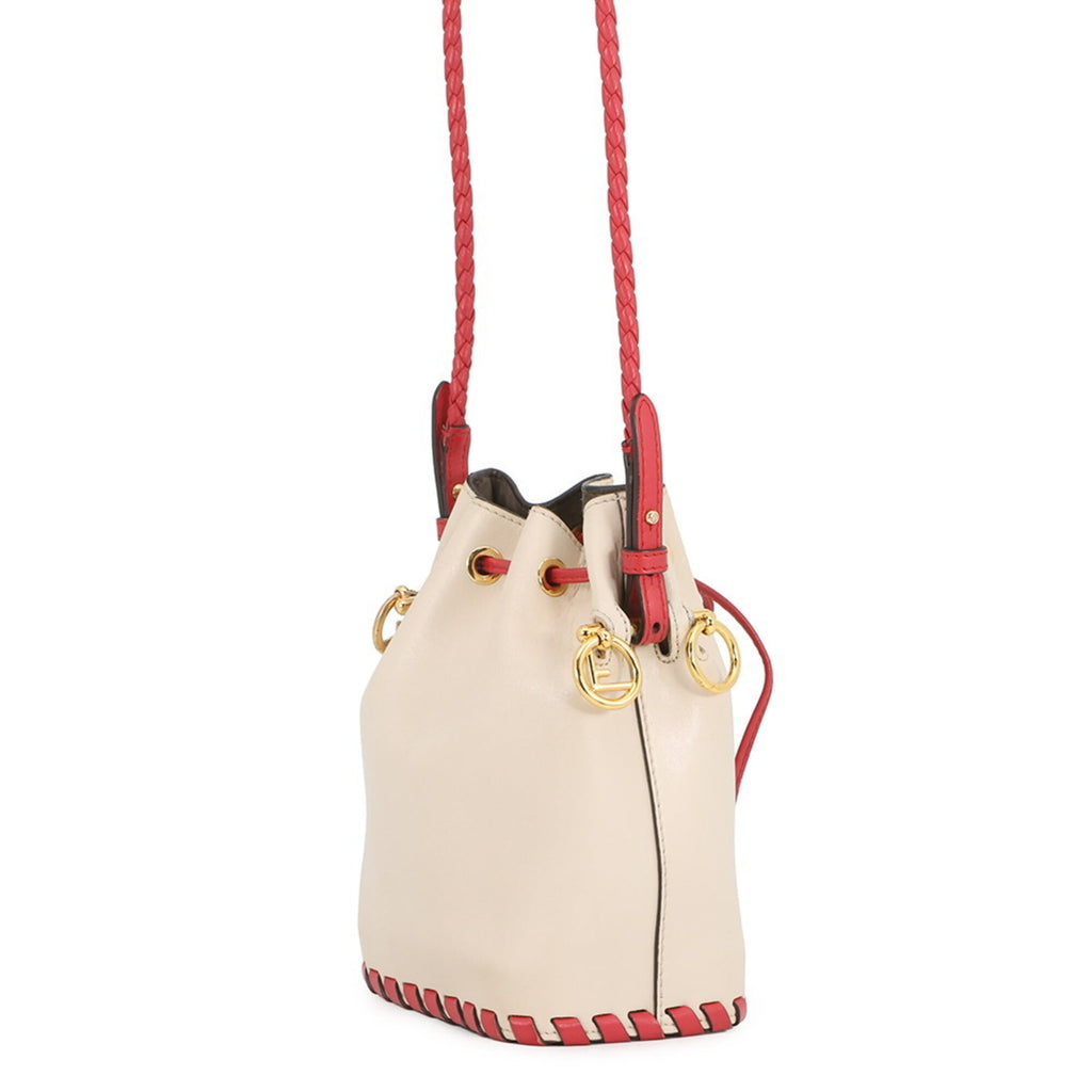 Fendi Ivory Red Color Leather Handbag Shoulder Bag (Pre-Owned)