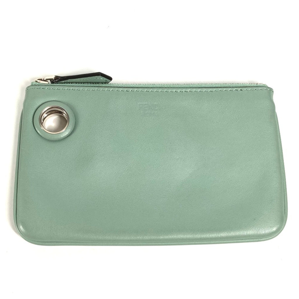 Fendi Green Leather Pouch (Pre-Owned)