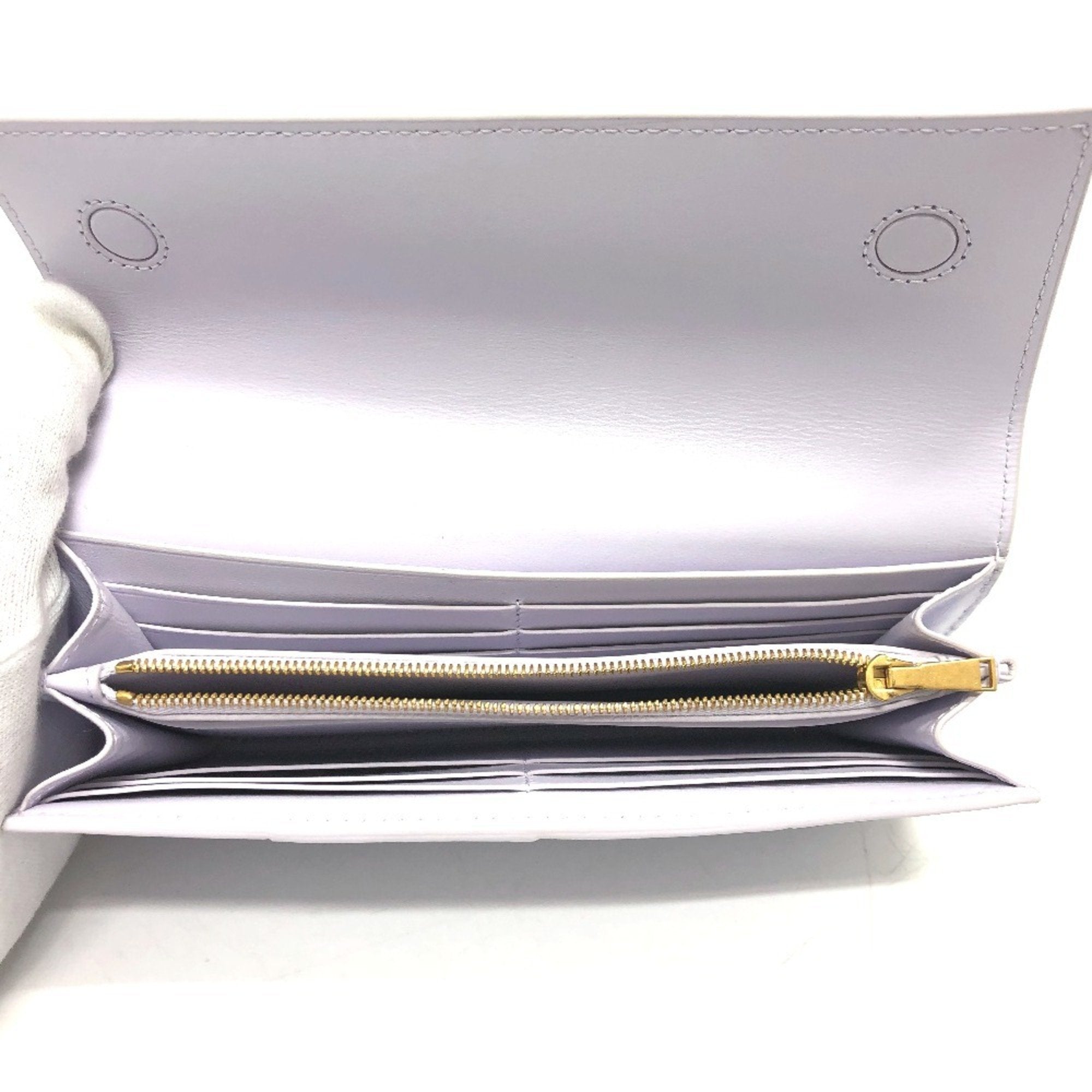 Bottega Veneta Purple Leather Long Wallet (Bi-Fold) (Pre-Owned)