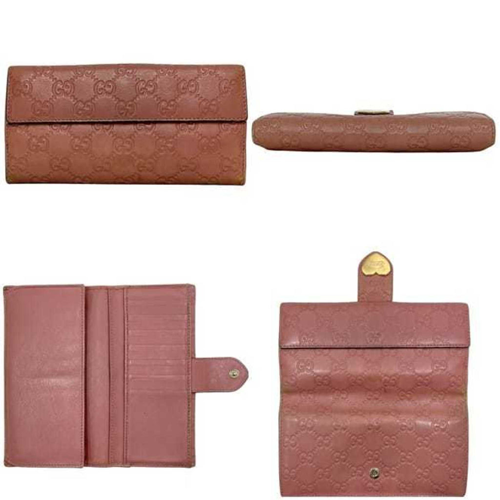 Gucci Pink Leather Long Wallet (Bi-Fold) (Pre-Owned)