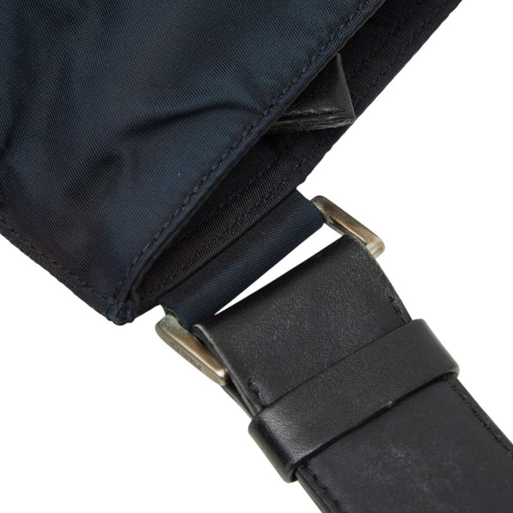 Prada Navy Nylon Leather Shoulder Bag (Pre-Owned)