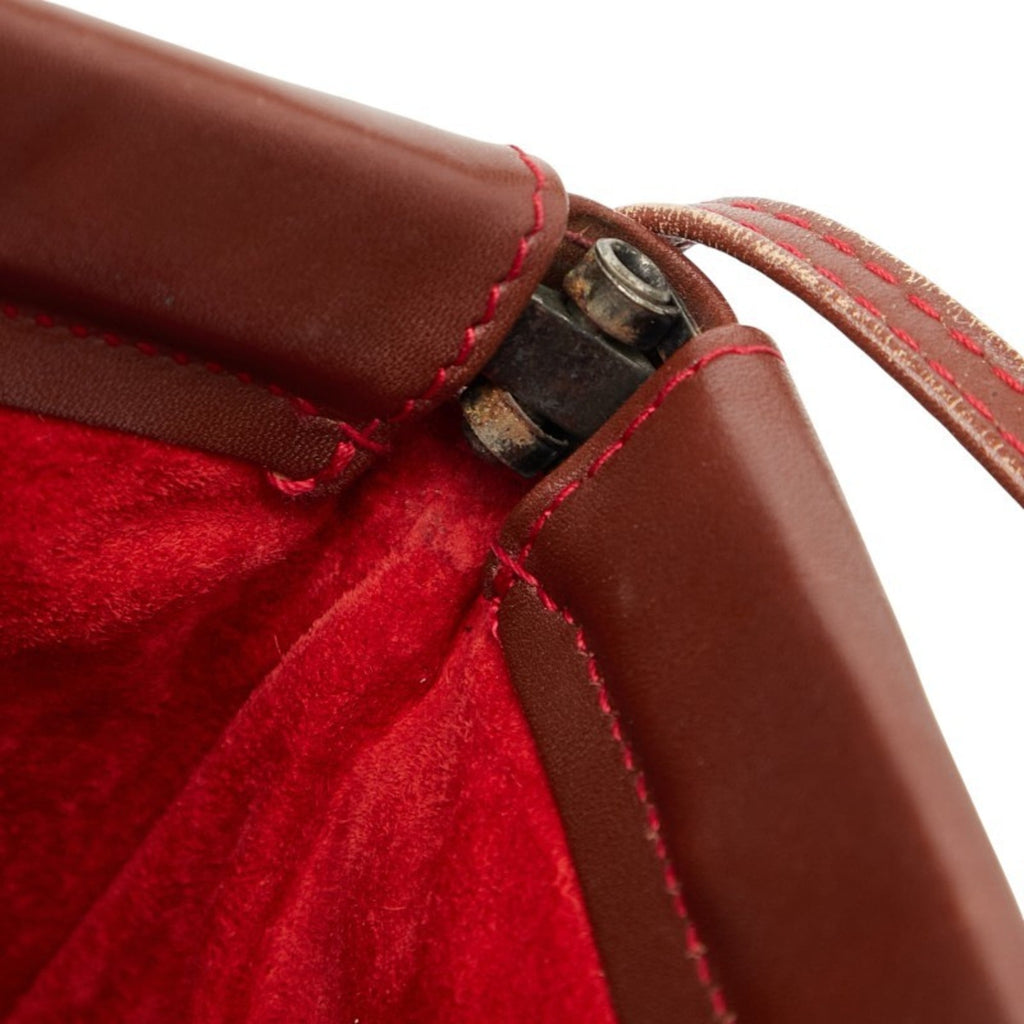 Gucci Red Brown Leather Shoulder Bag (Pre-Owned)