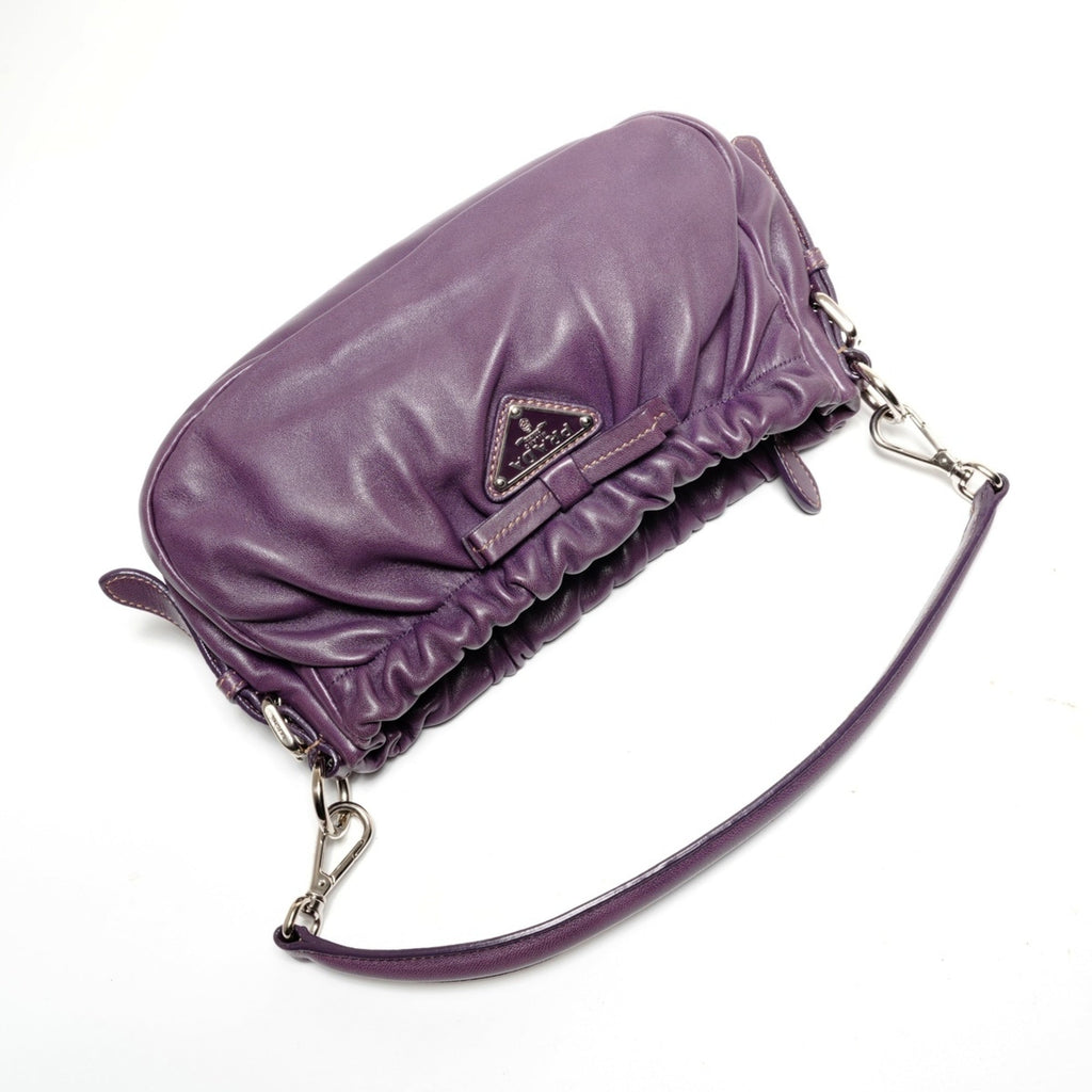 Prada Purple Leather Shoulder Bag (Pre-Owned)