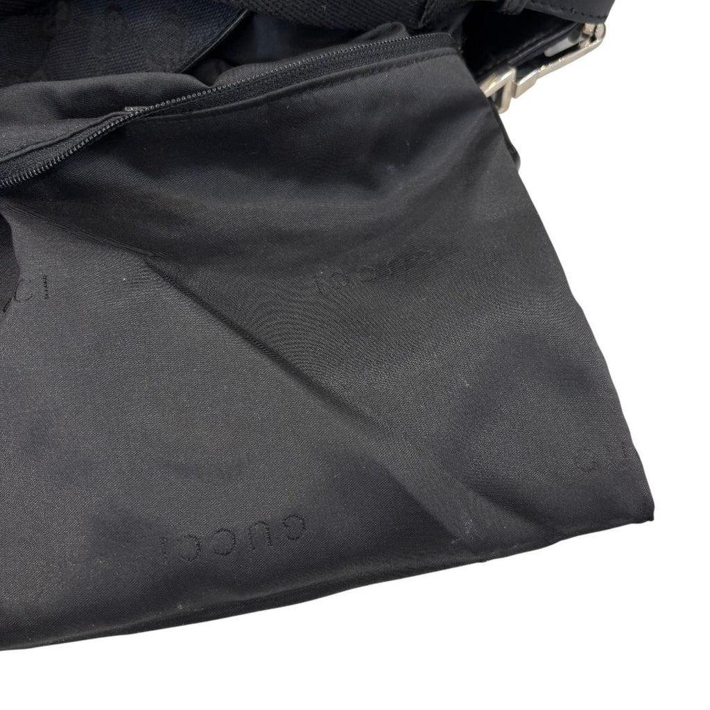 Gucci Black Leather Gg Canvas Handbag Shoulder Bag (Pre-Owned)