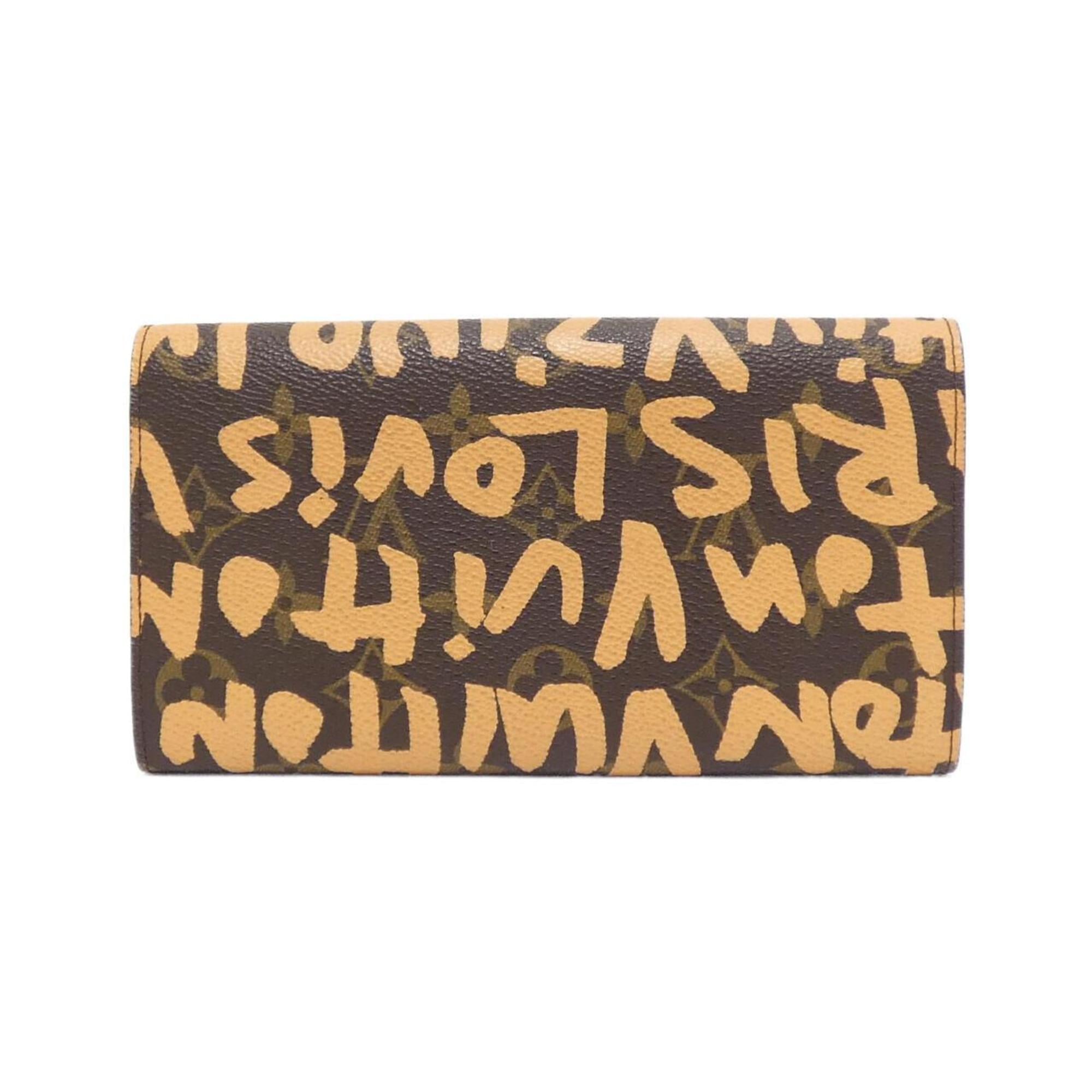 Louis Vuitton Monogram Graffiti Marron Peach Coated Canvas Long Wallet (Bi-Fold) (Pre-Owned)
