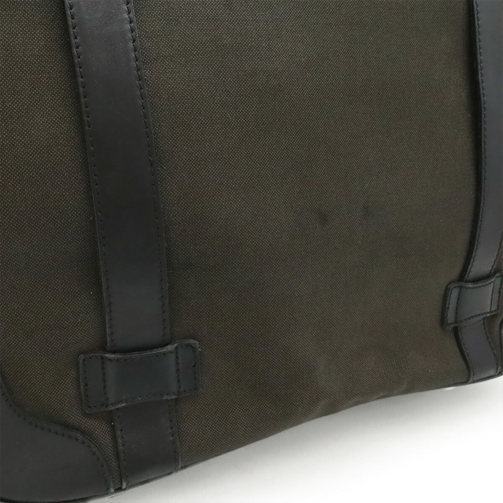 Prada Black Brown Nero Canvas Leather Handbag Shoulder Bag Tote Bag (Pre-Owned)