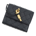 Bottega Veneta Black Navy Leather Wallet (Tri-Fold) (Pre-Owned)