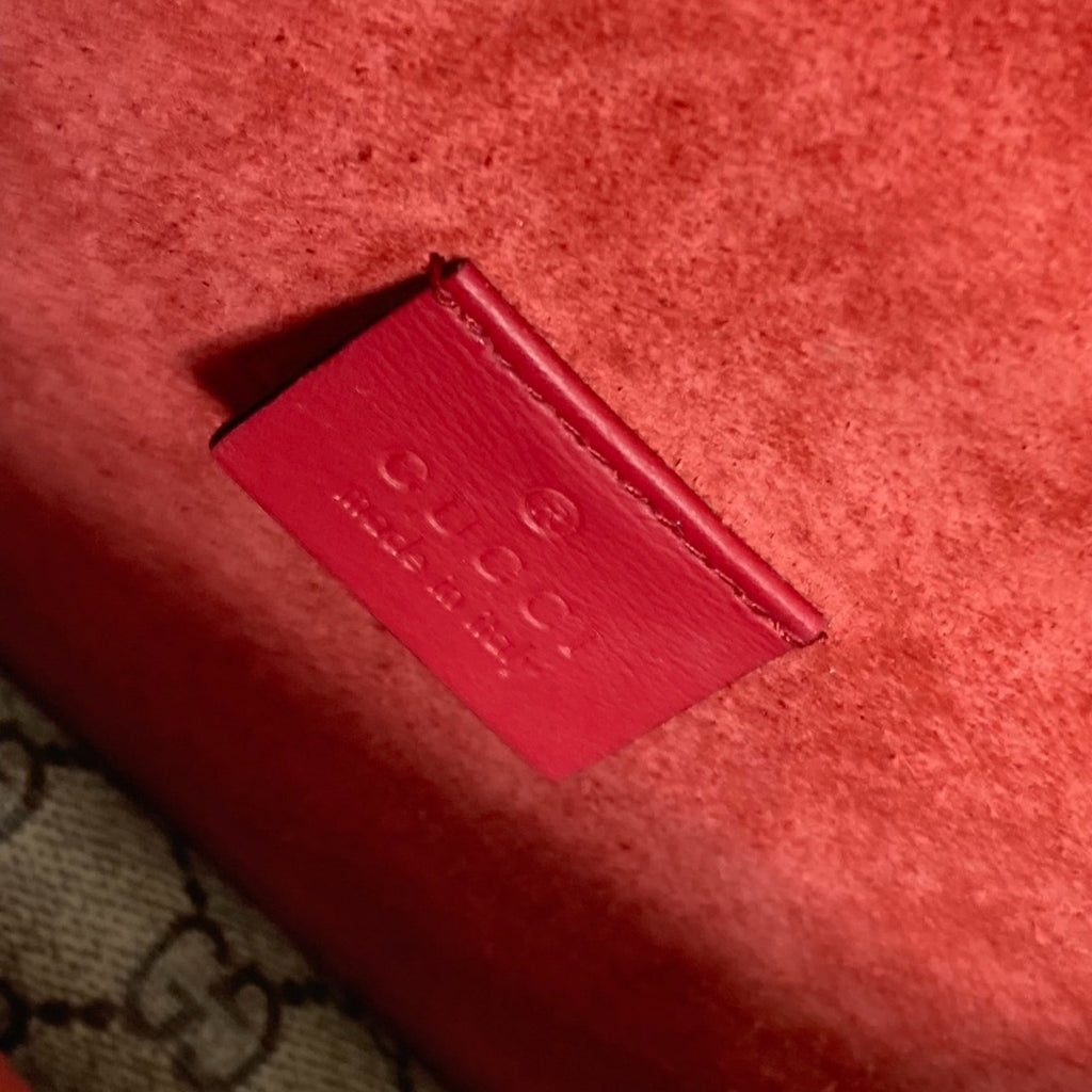 Gucci Beige Red Color Gg Supreme Shoulder Bag (Pre-Owned)