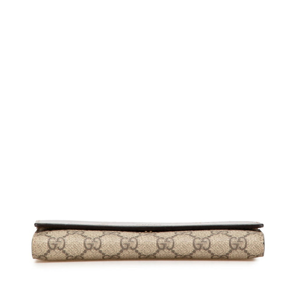 Gucci Beige Brown Pvc Leather Long Wallet (Bi-Fold) (Pre-Owned)