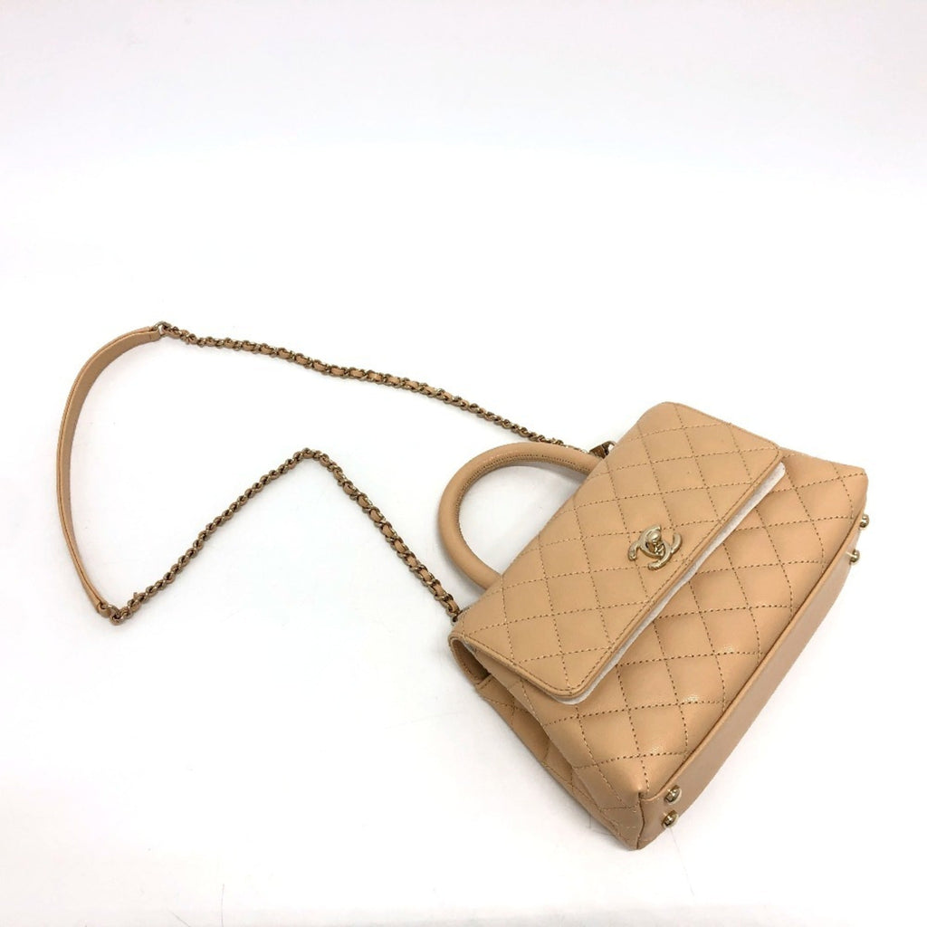 Chanel Beige Grained Calfskin Handbag Shoulder Bag (Pre-Owned)