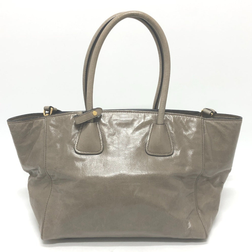 Prada Brown Leather Handbag Shoulder Bag Tote Bag (Pre-Owned)
