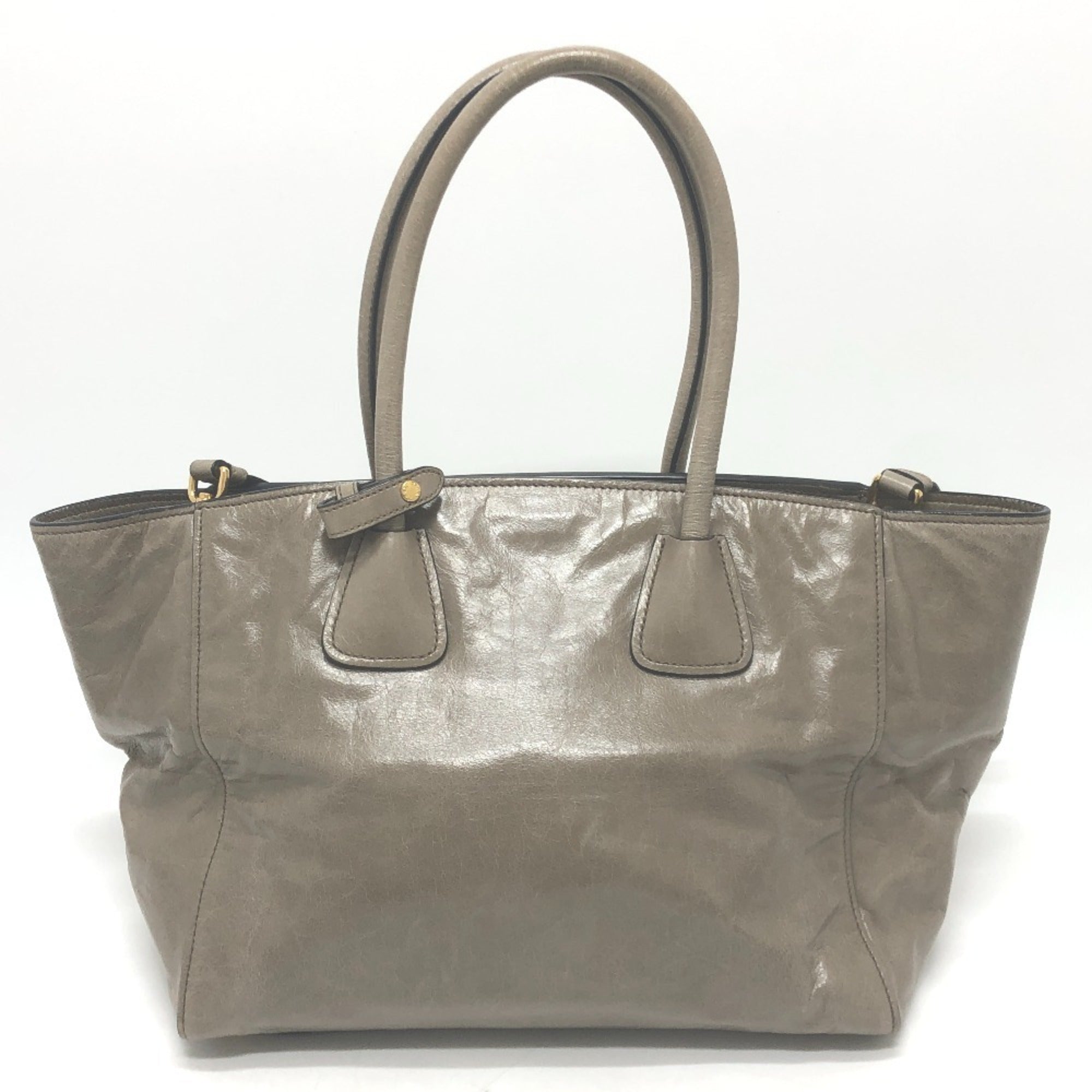 Prada Brown Leather Handbag Shoulder Bag Tote Bag (Pre-Owned)