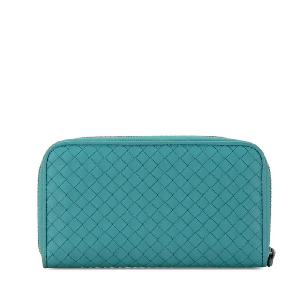 Bottega Veneta Emerald Green Leather Long Wallet (Bi-Fold) (Pre-Owned)