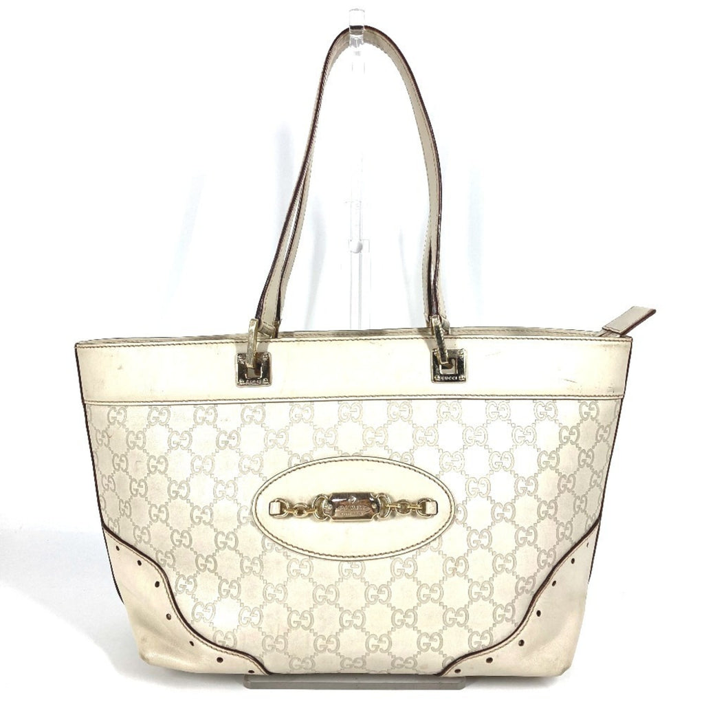 Gucci Off-White Leather Shoulder Bag Tote Bag (Pre-Owned)