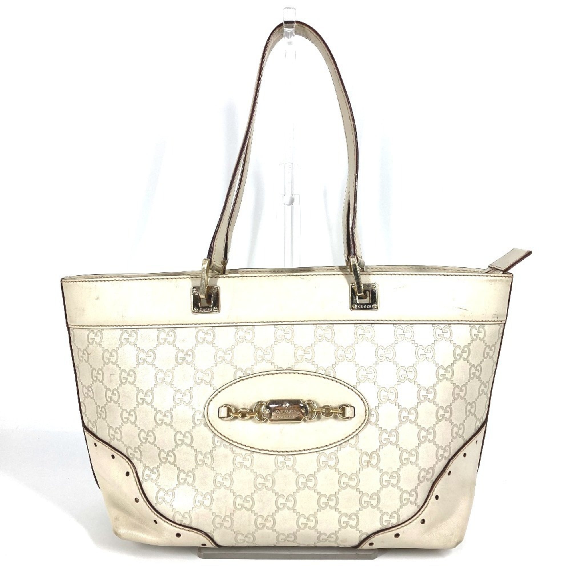 Gucci Off-White Leather Shoulder Bag Tote Bag (Pre-Owned)