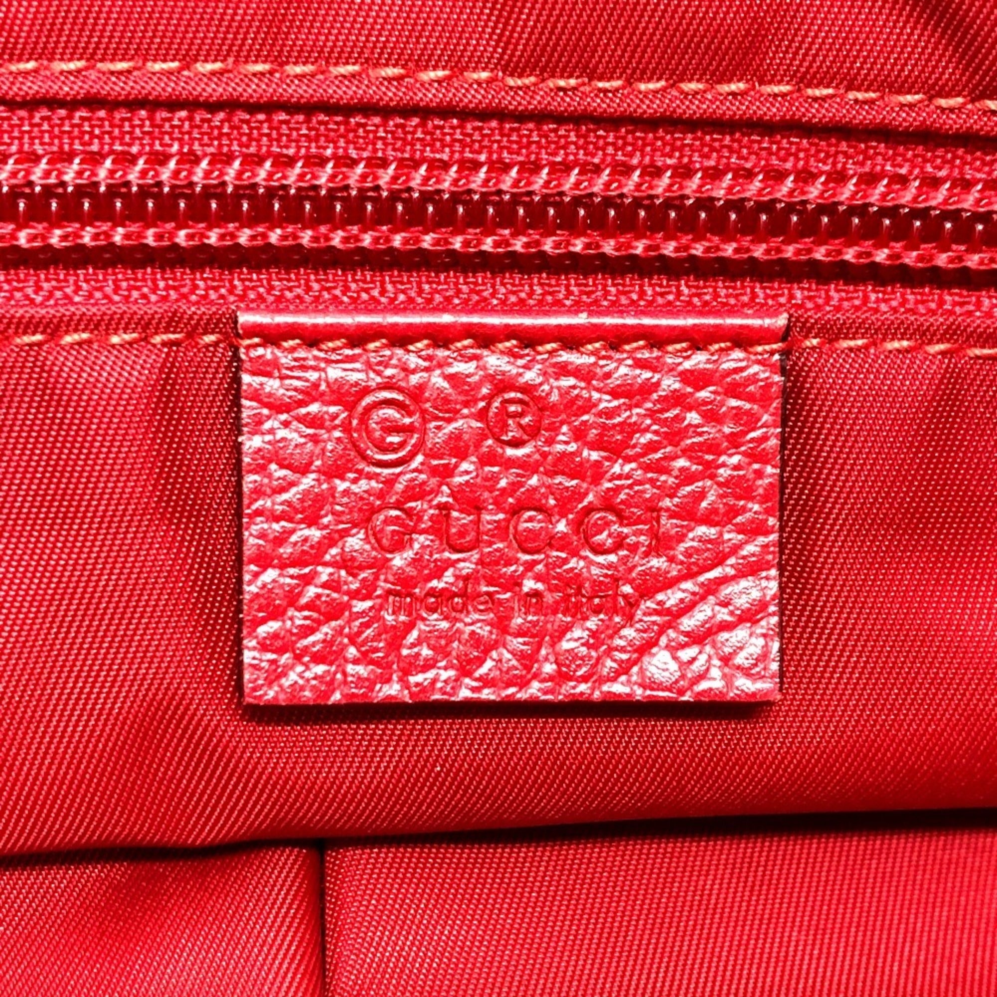 Gucci Red Color Nylon Leather Shoulder Bag (Pre-Owned)