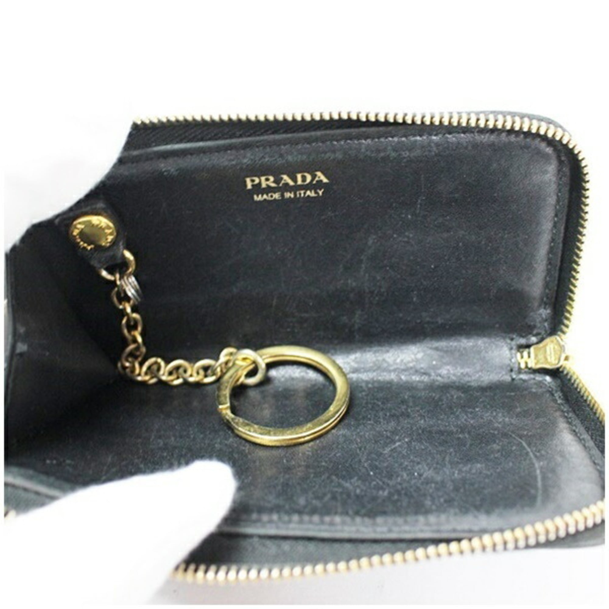 Prada Black Leather Coin Purse/Coin Case (Pre-Owned)