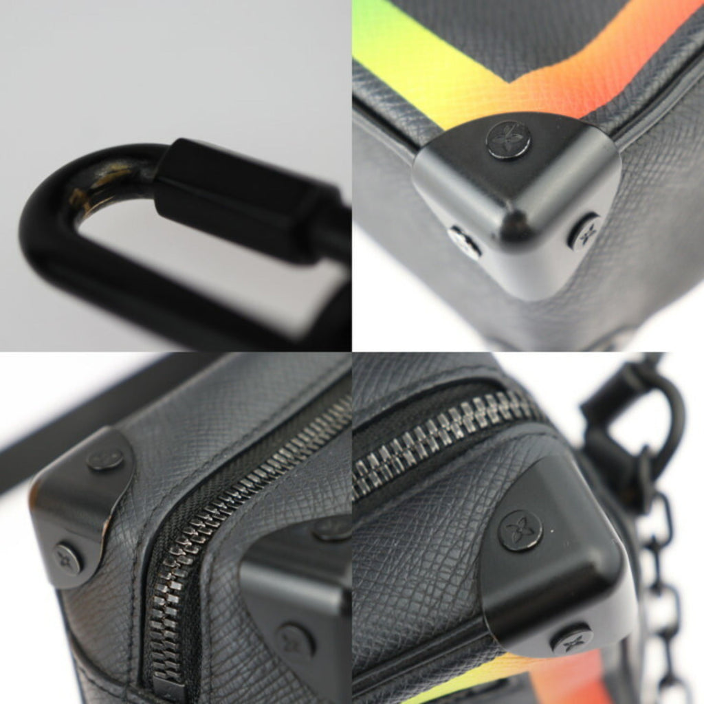 Louis Vuitton Black Multi-Color Taiga Leather Handbag Pochette Shoulder Bag (Pre-Owned)